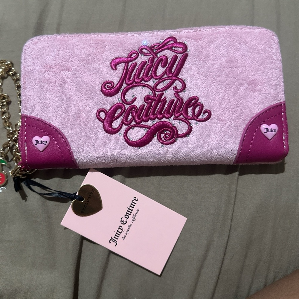 Juicy Couture Pink Suede Logo Wallet